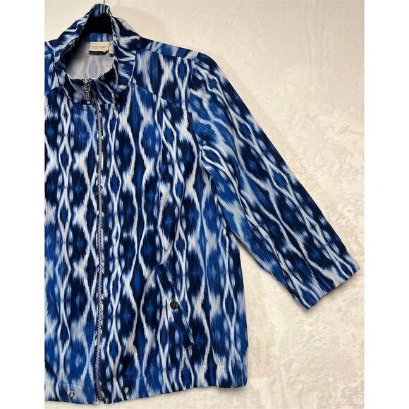 Chico's Zenergy Women's Jacket Blue & White Geometric Print Size 1 - Picture 3 of 11